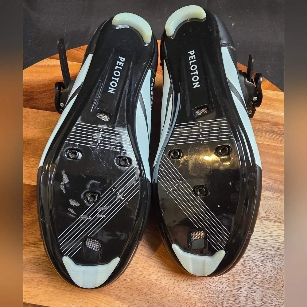 Peleton Spin Bike Size 38 Black With Red Clip Shoes.